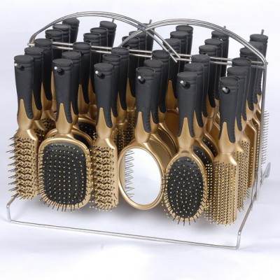 china ningbo plastic 36 pcs metal display hair comb brushes  mirror wholesale paddle brush hairbrush set factory manufacturer