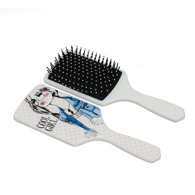 most popular soft touch plastic hairbrush big paddle hair comb cushion brush rubber coating finish