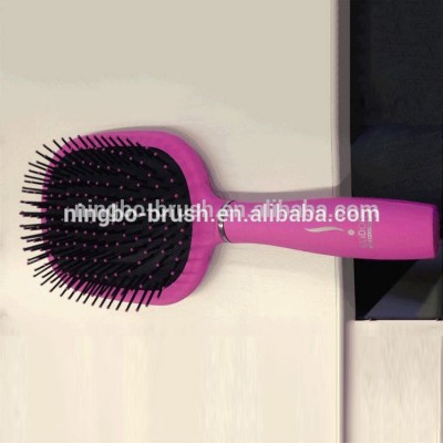 beauty hair products round rubber hairbrush of hair salon /plastic hair brushes/paddle hair brush comb ningbo yinzhou wholesale