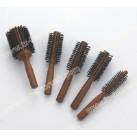 wooden round hairbrush with mixed bristle